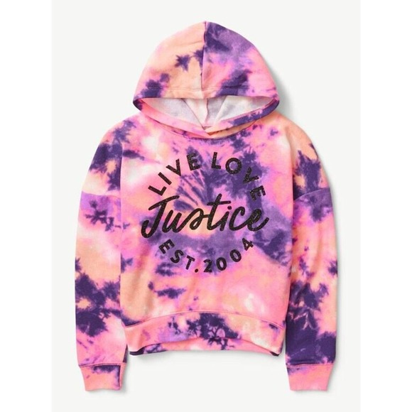 Justice Girl's Hoodie Size 7/8 Tye Dye Pink/Purple - Picture 1 of 7